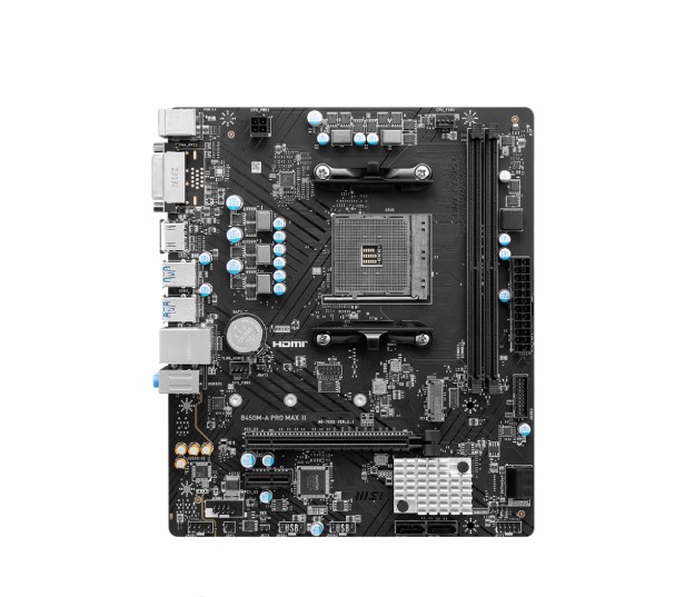 MSI B450M-A PRO MAX II AMD M-ATX Motherboard - AM4 Ryzen, 2xDDR4-max64GBCapacity,1xPCIe x16slot, 4xSATA 6Gb, 6xUSB3.0, 6xUSB2.0, DVI-D HDMI, 2.5G LAN image 2