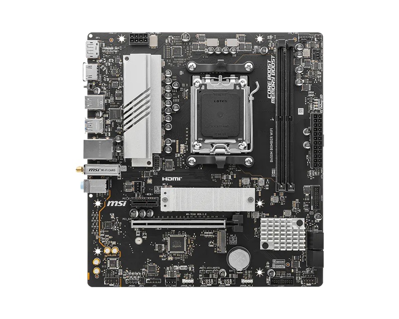 MSI B650M BOMBER WIFI AMD AM5 MATX Motherboard, 2x DDR5 ~128GB, 1x PCI-E x16, 2x M.2, 4x SATA,  6x USB 2.0 image 2