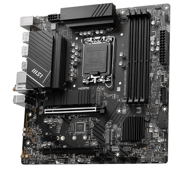 MSI PRO B760M-A WIFI DDR4 mATX Motherboard, 4x DDR4~128GB, 2x PCI-E x 16, 1x PCI-E x 1, 2x M.2, 4x SATA, 4x USB 3.2 , 2x USB 2.0 image 2