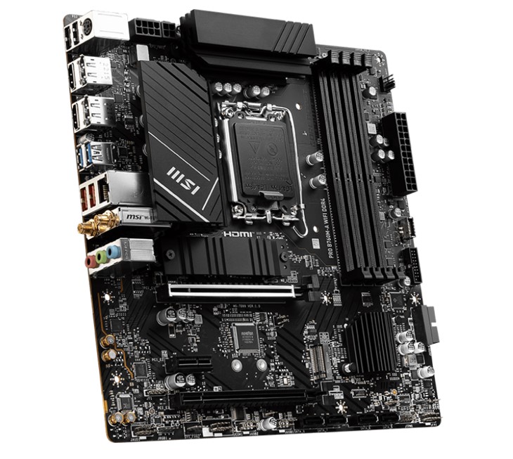 MSI PRO B760M-A WIFI DDR4 mATX Motherboard, 4x DDR4~128GB, 2x PCI-E x 16, 1x PCI-E x 1, 2x M.2, 4x SATA, 4x USB 3.2 , 2x USB 2.0 image 3