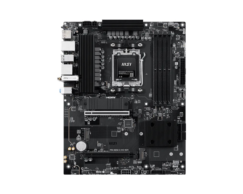 MSI PRO B850-S EVO WIFI, AMD B850, AM5, Ryzen 9000/8000/7000, 4xDDR5 256GB 8200+MT/s OC, PCIe 5.0 x16, 3xM.2, 5G LAN, Wi-Fi 7, 3yr wty image 2