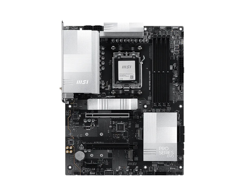 MSI PRO X870E-S EVO WIFI, AMD X870E, AM5, DDR5 256GB, PCIe 5.0, 3x M.2, Wi-Fi 7, 5G LAN, USB 40Gbps image 2