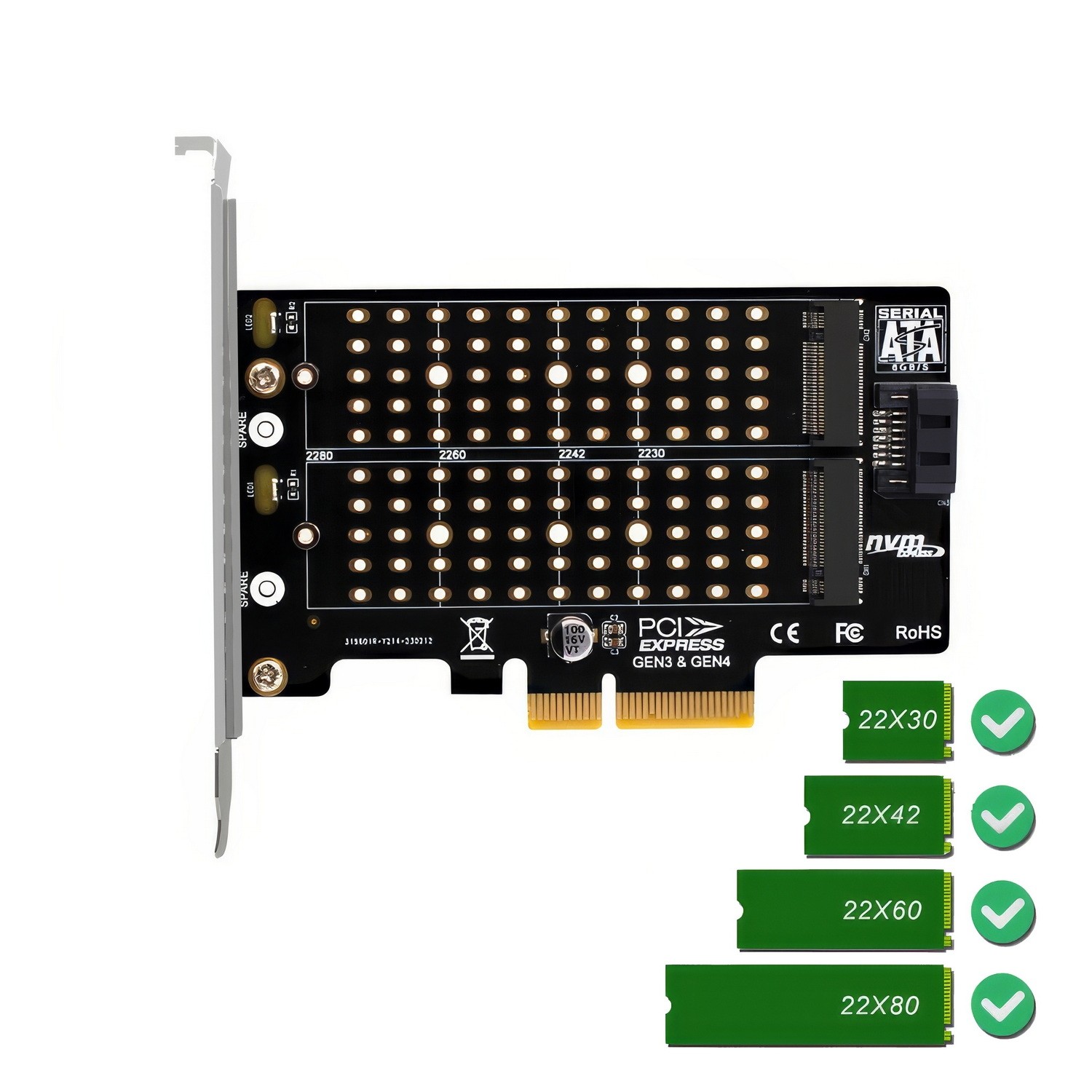 Simplecom EC412v2 NVMe and SATA M.2 SSD to PCIe x4 Expansion Card image 3