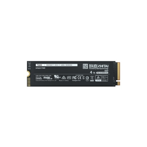 YMTC ZhiTai Ti600 SSD 500GB M.2 2280 YMTC QLC 3D NAND Flash PCIeTM Gen4 x4 NVMeTM 2.0 R/W 6,000MB/s 3,000 MB/s 200 TBW 5Y warranty (Bulk pack)
