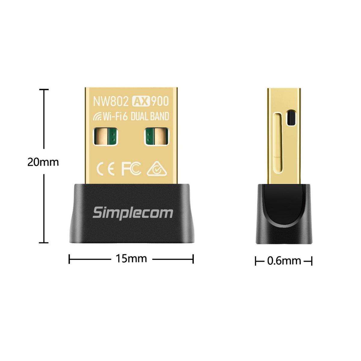 Simplecom NW802 AX900 Dual Band WI-FI 6 USB Wireless Nano Adaptor image 4